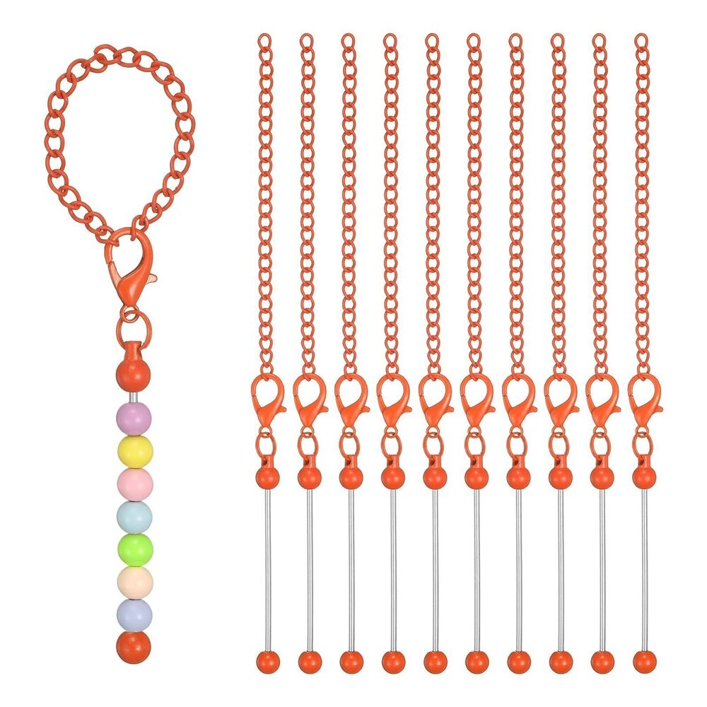 7879 10 Pcs Beadable Cup Charm, Bulk Blank Bar Key Chain Metal Beaded Cups